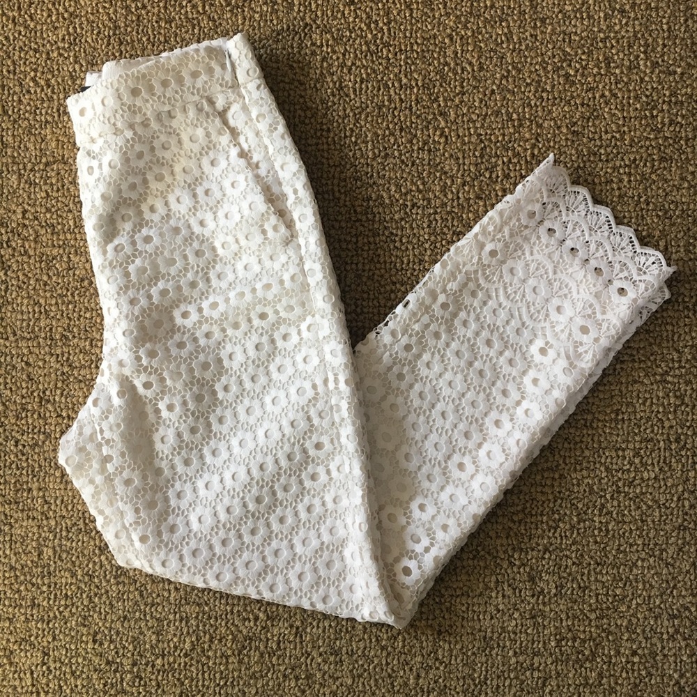 J. Crew IVORY Daisy Lace Pant NWT